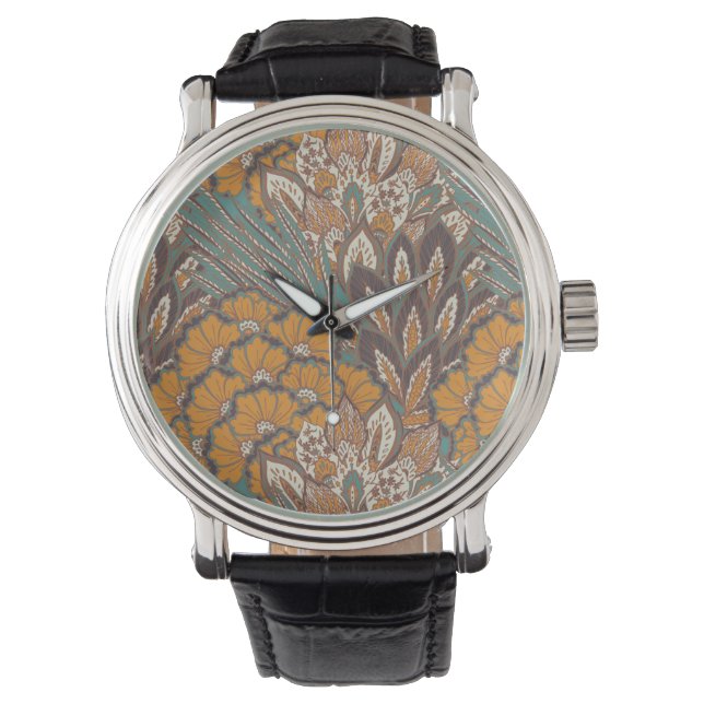 Abstract Peacock Feather Pattern Horloge (Voorkant)