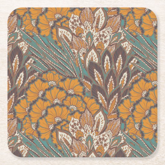 Abstract Peacock Feather Pattern Kartonnen Onderzetters (Voorkant)