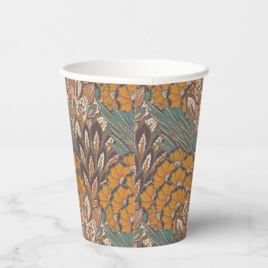Abstract Peacock Feather Pattern Papieren Bekers (Rechts)