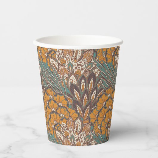 Abstract Peacock Feather Pattern Papieren Bekers (Voorkant)