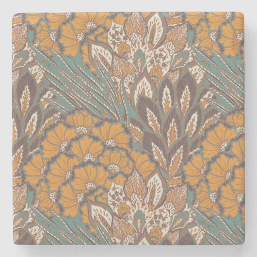 Abstract Peacock Feather Pattern Stenen Onderzetter (Voorkant)