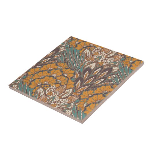 Abstract Peacock Feather Pattern Tegeltje (Zijkant)