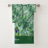 Abstract Peacock Feathers Monogram Bad Handdoek (Insitu)