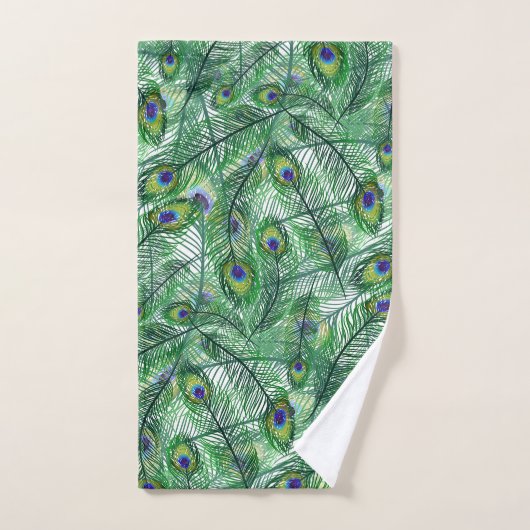 Abstract Peacock Feathers Monogram Bad Handdoek (Handdoek)