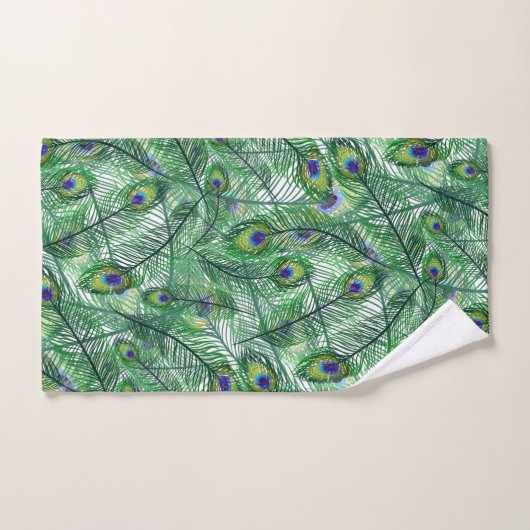 Abstract Peacock Feathers Monogram Bad Handdoek (Handdoek)