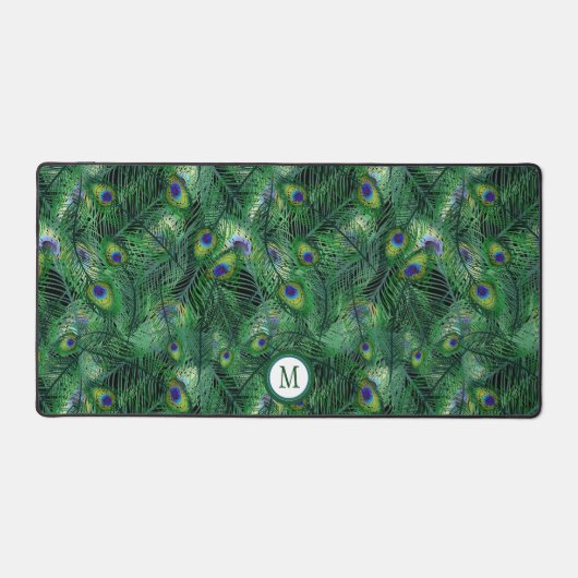 Abstract Peacock Feathers Monogram Bureaumat (Voorkant)