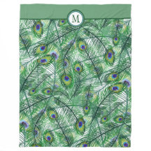 Abstract Peacock Feathers Monogram