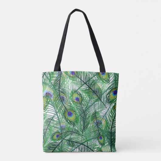 Abstract Peacock Feathers Monogram Tote Bag (Achterkant)