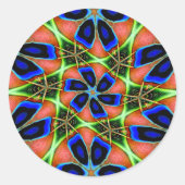 Abstract Peacock Feathers Patroon Ronde Sticker (Voorkant)