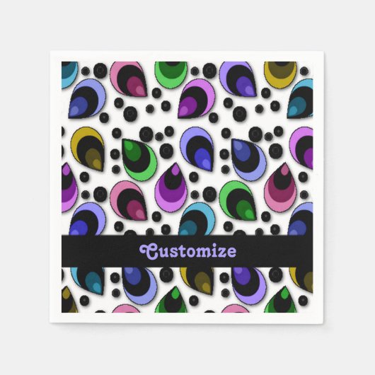 Abstract Peacock Feathers Pattern Napkins Servetten (Voorkant)