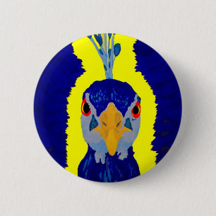 Abstract Peacock Head Ronde Button 5,7 Cm
