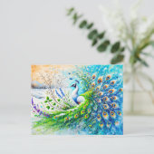 Abstract Peacock in Spring with Snow and Flower Briefkaart (Staand voorkant)