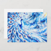 Abstract Peacock in Winter with Snow in Colorful Briefkaart (Voorkant / Achterkant)
