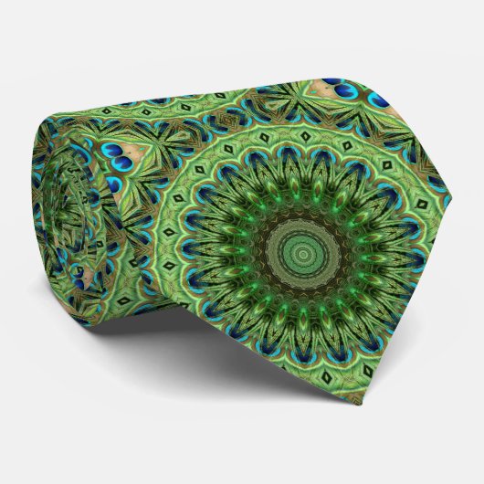 Abstract Peacock Medallion-ontwerp Stropdas (Opgerold)