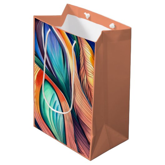 Abstract Peacock Medium Cadeauzakje (Voorkant Gekanteld)