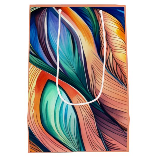 Abstract Peacock Medium Cadeauzakje (Achterkant)