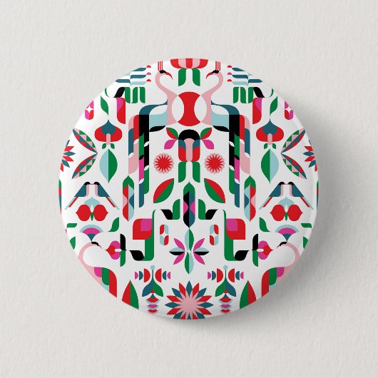Abstract Peacock Ronde Button 5,7 Cm (Voorkant)