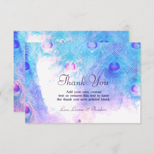 Abstract Peacock, Waterverf Bedankt kaarten (Voorkant / Achterkant)