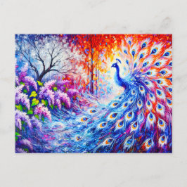 Abstract Peacock with Four Seasons and Lilac Bush  Briefkaart