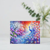 Abstract Peacock with Four Seasons and Lilac Bush  Briefkaart (Staand voorkant)