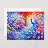Abstract Peacock with Four Seasons and Lilac Bush  Briefkaart (Voorkant / Achterkant)