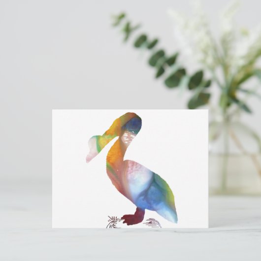 Abstract Pelican silhouette. Briefkaart (Staand voorkant)