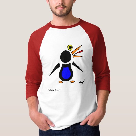 Abstract Penguin Heren Raglan T-Shirt (Voorkant)