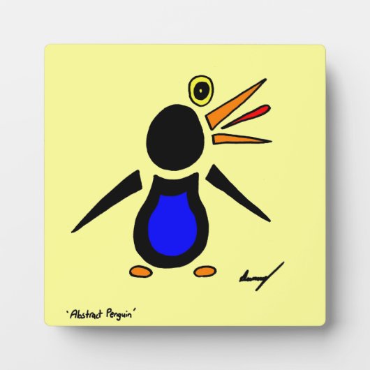Abstract Penguin Plaque - Geel Fotoplaat (Voorkant)
