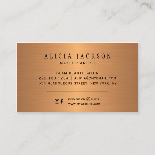 Abstract penseelpenseelkopergoud, monogrammen visitekaartje (Achterkant)