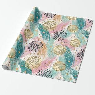 Abstract penseelstreek- en puntpatroon - gouden ac cadeaupapier