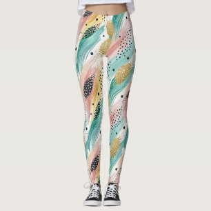 Abstract penseelstreek & puntpatroon - Gouden acce Leggings