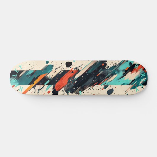 Abstract penseelstreekskateboard - Bold Modern Art Persoonlijk Skateboard (Horizontaal)