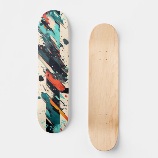 Abstract penseelstreekskateboard - Bold Modern Art Persoonlijk Skateboard (Voorkant)