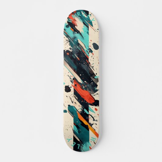 Abstract penseelstreekskateboard - Bold Modern Art Persoonlijk Skateboard (Voorkant)