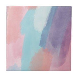Abstract penseelstreken ontwerp kleurrijk tegeltje