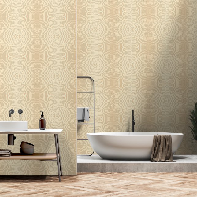 Abstract Perkament Beige Gestreept Patroon Behang (Badkamer)