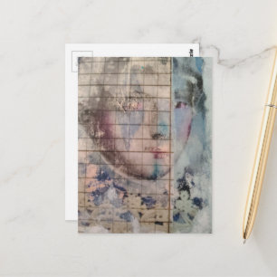 abstract persoon gezicht mixed media Collage Briefkaart