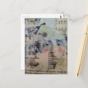 abstract persoon gezichts werkwoorden muziek colla briefkaart