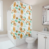 Abstract perspruitenslikken met handgetekend patro douchegordijn (In situ)