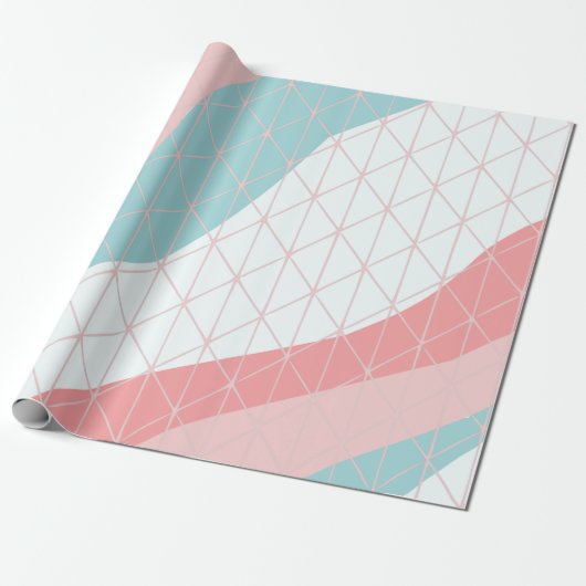 Abstract Perzik & Blauwe Cadeaupapier (Uitgerold)