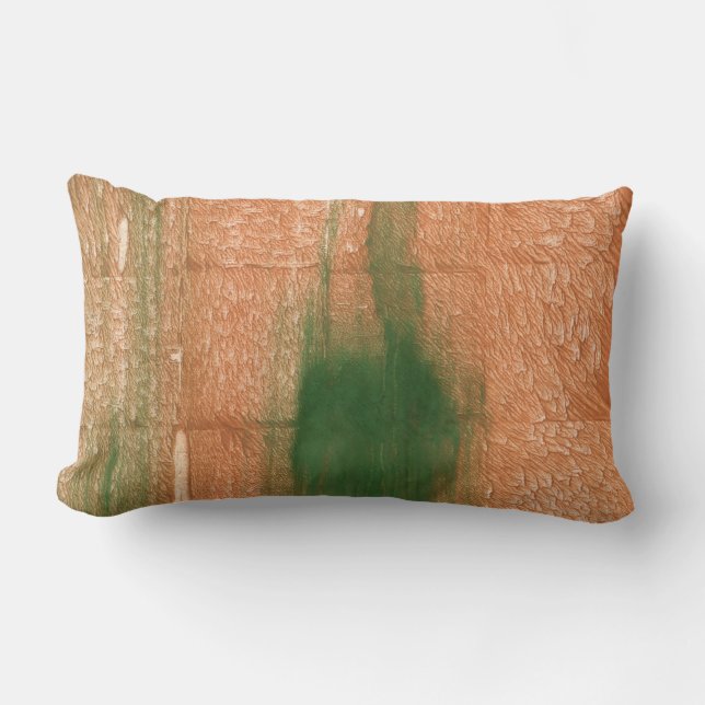 Abstract perzik groene kunst kussen (Voorkant)