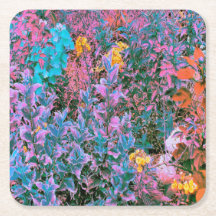 Abstract perzik, roze groen en Aqua Garden Foliage