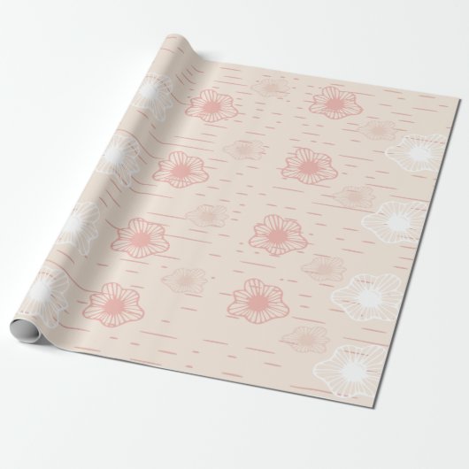 Abstract Perzikbloem Geschenkverpakkings Papier (Uitgerold)