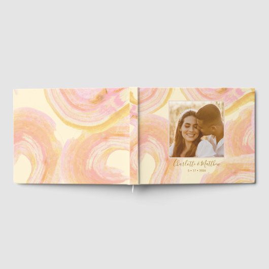 Abstract perzikenzwijn Aangepaste foto-bruiloft Gastenboek (Volledig)