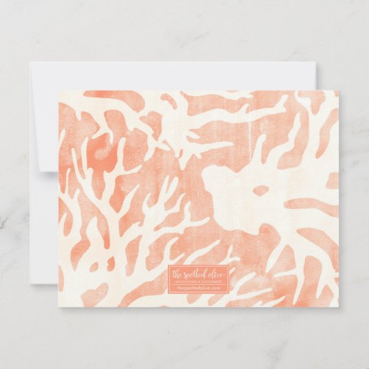 Abstract perzikkoraal notitiekaartje (Achterkant)