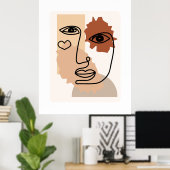 Abstract Picasso Gezicht Modern Wandraam Poster (Thuiskantoor)