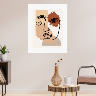 Abstract Picasso Gezicht Modern Wandraam Poster