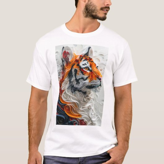 Abstract Picasso Style Tiger 3D grafisch T-shirt (Voorkant)