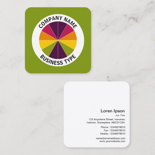 Abstract Pie 02 - Groen #809711 Vierkante Visitekaartje (Voorkant / Achterkant)