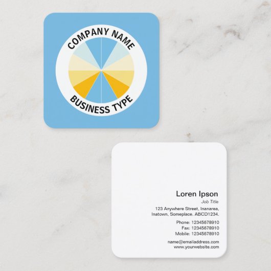 Abstract Pie 04 - Blauw #76BCE5 Vierkante Visitekaartje (Voorkant / Achterkant)